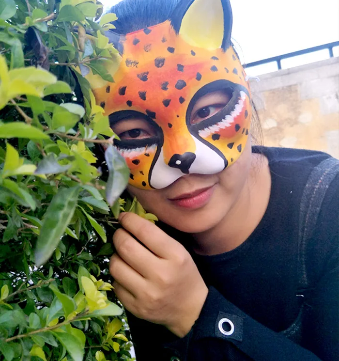 Новое качество ручной работы DIY маска Хэллоуин африканского леопарда костюмная