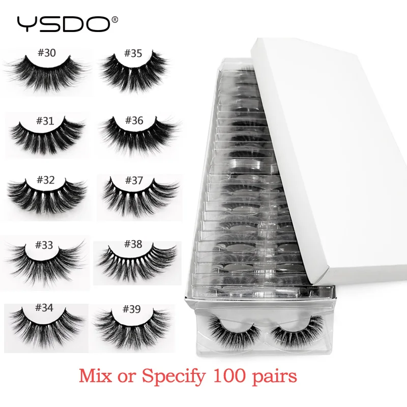 Mix 100 pairs Норковые ресницы 20/30/40/50/100 пар, норковые 3D-ресницы, натуральные накладные ресницы для наращивания, макияж, накладные ресницы крупными партиями - Цвет: Mix 100 pairs