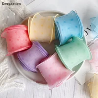 kewgarden diy make hairbow accessories handmade tape crafts gift packing printed dot organza ribbons 2 5cm wholesale 38 yards