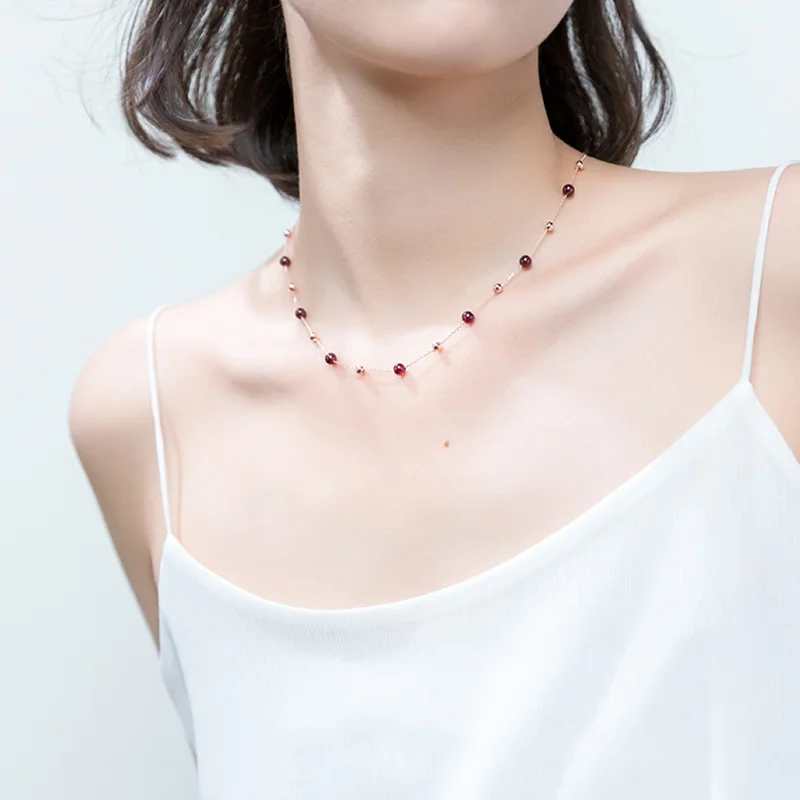 Ожерелье из стерлингового серебра 925 пробы цепь ручной работы каменные бусины