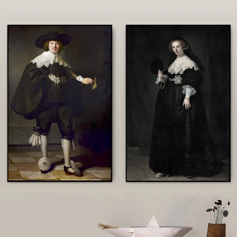 

Famous Painting Marten Soolmans and Oopjen Coppit wedding Made by Rembrandt Van Rijn Wall Art for Home Decor (No Frame)