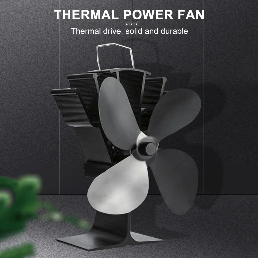 

4 Blades Fan Heat Powered Stove Energy Svaing Fan Log Wood Burning Eco-Fan Quiet Home Fireplace Fan Efficient Heat Distribution