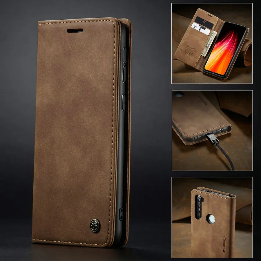 Чехол-Кошелек CaseMe для Redmi Note 8 кожаный флип-чехол с магнитной застежкой в стиле