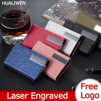laser engraved logo luxury metal business card case credit card holder unisex business card holder bank card holder wallet
