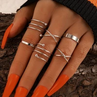 huatang minimalist geometric joint rings for women punk simple design cross twist circular knuckle rings charming jewelry