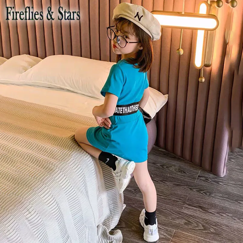 Летний комплект из 2 предметов для девочек детский укороченный топ + юбка