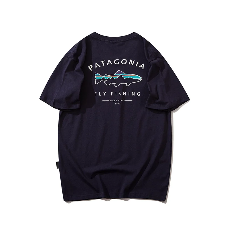 

New Korean Style Fashion Brand Pa Ta Letter T-shirt Retro Sports round Neck Fashion Women's T-shirt Couple Short Sleeve