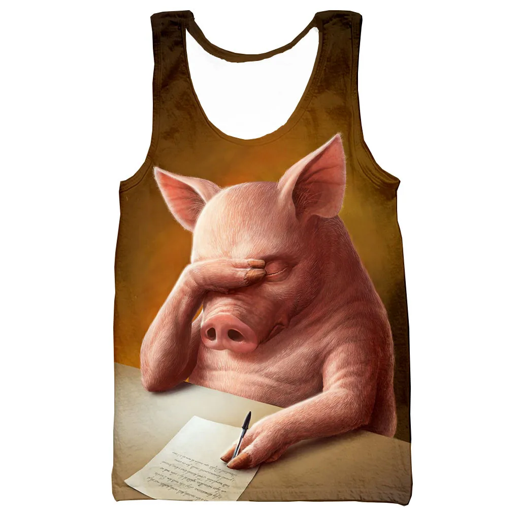 Жилет мужской/женский с 3D-принтом в виде свиньи Модный повседневный стильный топ