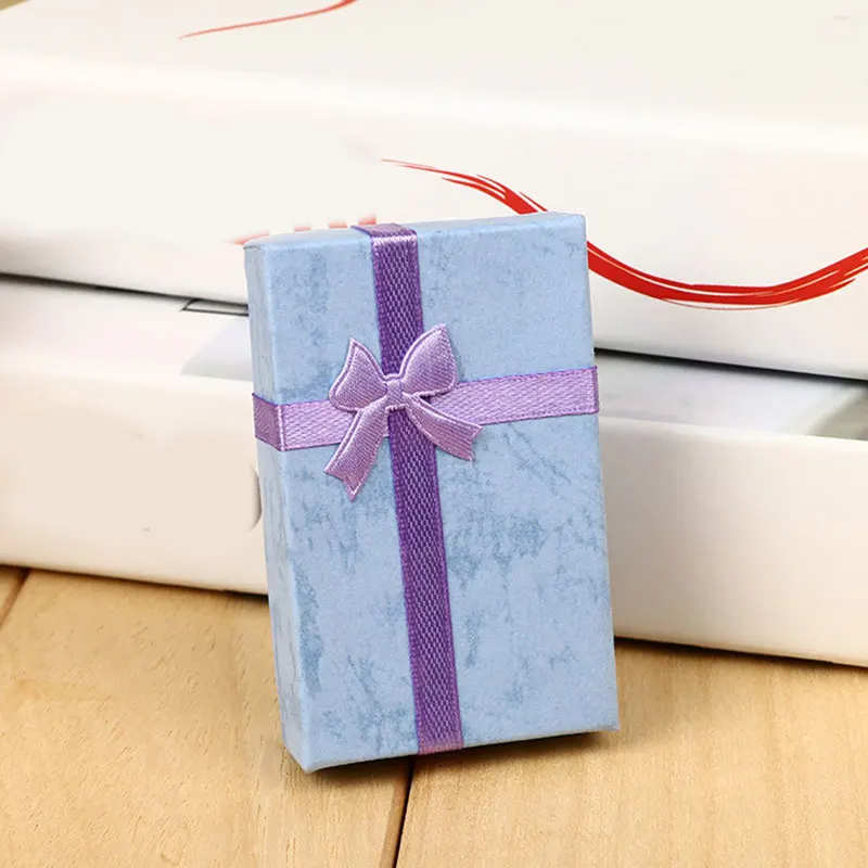 

New Bow Jewelry Organizer Storage Necklace Earrings Ring Gift Box With Sponge Inside Rectangle Jewelry Packaging Tray for Women