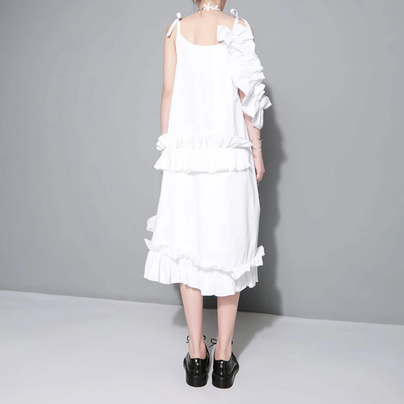 [EAM] Новинка 2017 года осень нерегулярные Многослойные оборки одноцветное Цвет