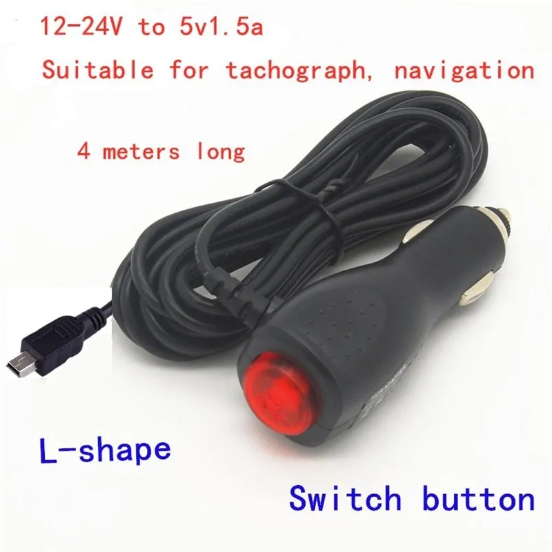 

4 м мини USB интерфейс 5 В/1,5 А с переключателем подходит для автомобильного рекордера навигатора прикуривателя зарядки