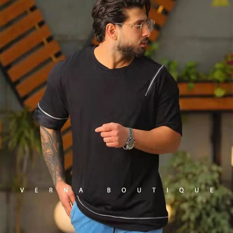 Футболка мужская Спортивная с круглым вырезом хлопок короткий рукав модная