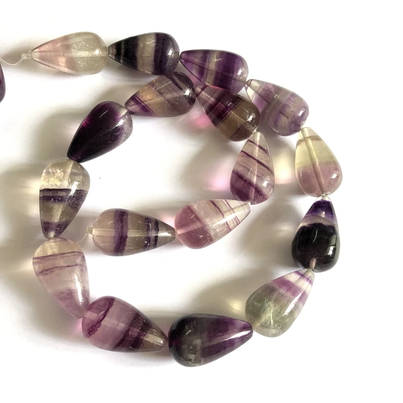 Natural Flourite Beads Gem stone Beads 14x24mm Rainbow Fluorite Teardrop Beads Gem stone Jewelry Making Beads 15