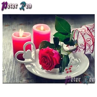5d diamond painting red rose love candle embroidery full squareround mosaic picture rhinestone handmade wedding decoration