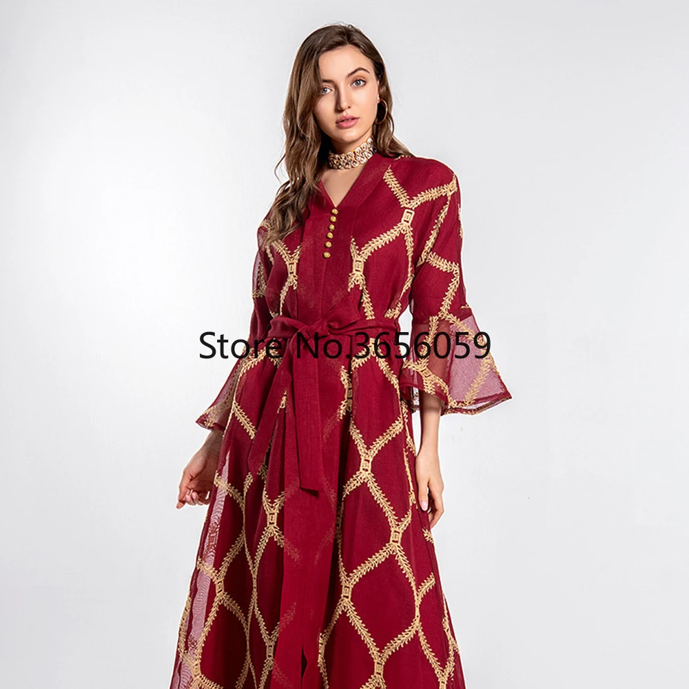 Платья для женщин Abaya Дубай Турция мусульманское Сетчатое платье кафтан