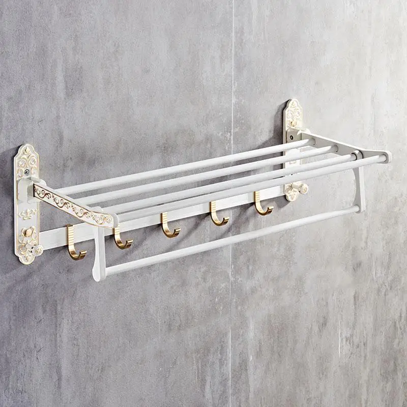 Складная банная вешалка для полотенец цвет белый/золотой держатель ванной