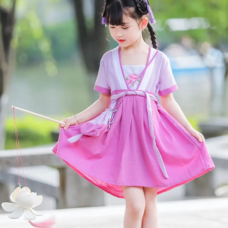 Hanfu/детское традиционное платье для маленьких девочек Cheong-sam Летние повседневные