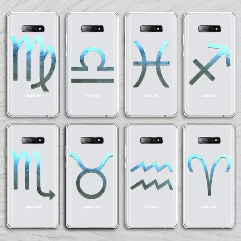 

Twelve constellation symbols Phone Case Transparent for Samsung A71 S9 10 20 HUAWEI p30 40 honor 10i 8x xiaomi note 8 Pro 10t 11