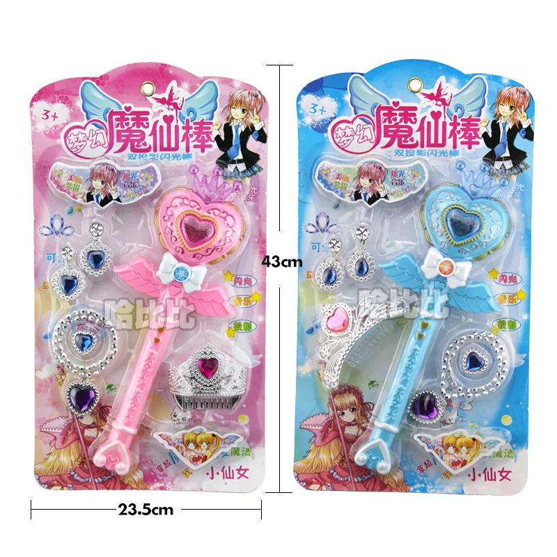 

Kids Magic Wand Girl Play House Pretend Fairy Princess Jewelry Music Light Up Wand Cartoon s Birthday Toy Gifts