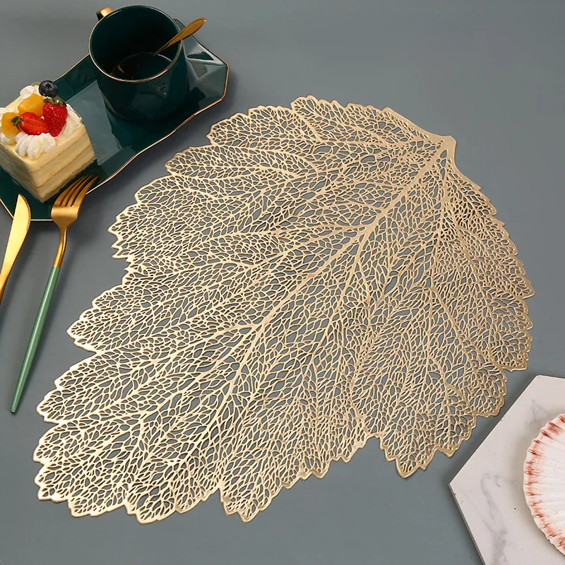 

1Pc Placemat for dining table Coasters Lotus Leaf Palm Leaf Simulation Plant PVC Cup Coffee Table Mats Kitchen Home Decor