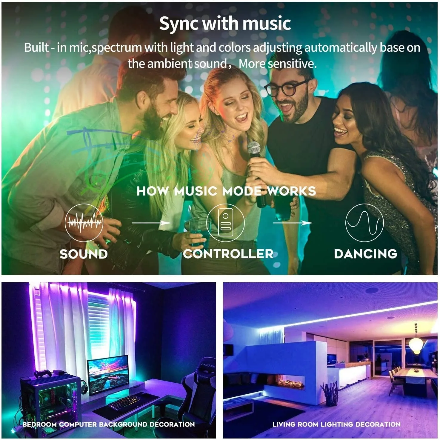 

12V Smart Life WiFi LED Strip Light Flexible RGB SMD5050 Controller Music Sync Lamp Work with Alexa Google Home DIY Led Light