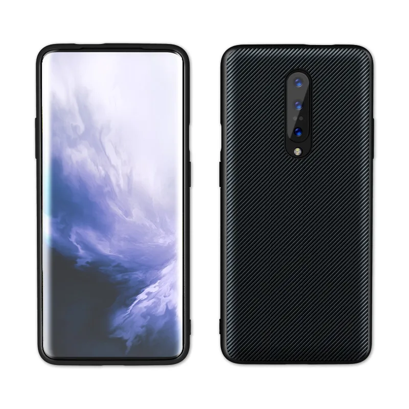 Для Oneplus 7T чехол Высокое качество Текстура углерода кожа задняя крышка для Oneplus 7T Pro 6T 6 5T 5 полный защитный противоударный чехол - Цвет: black