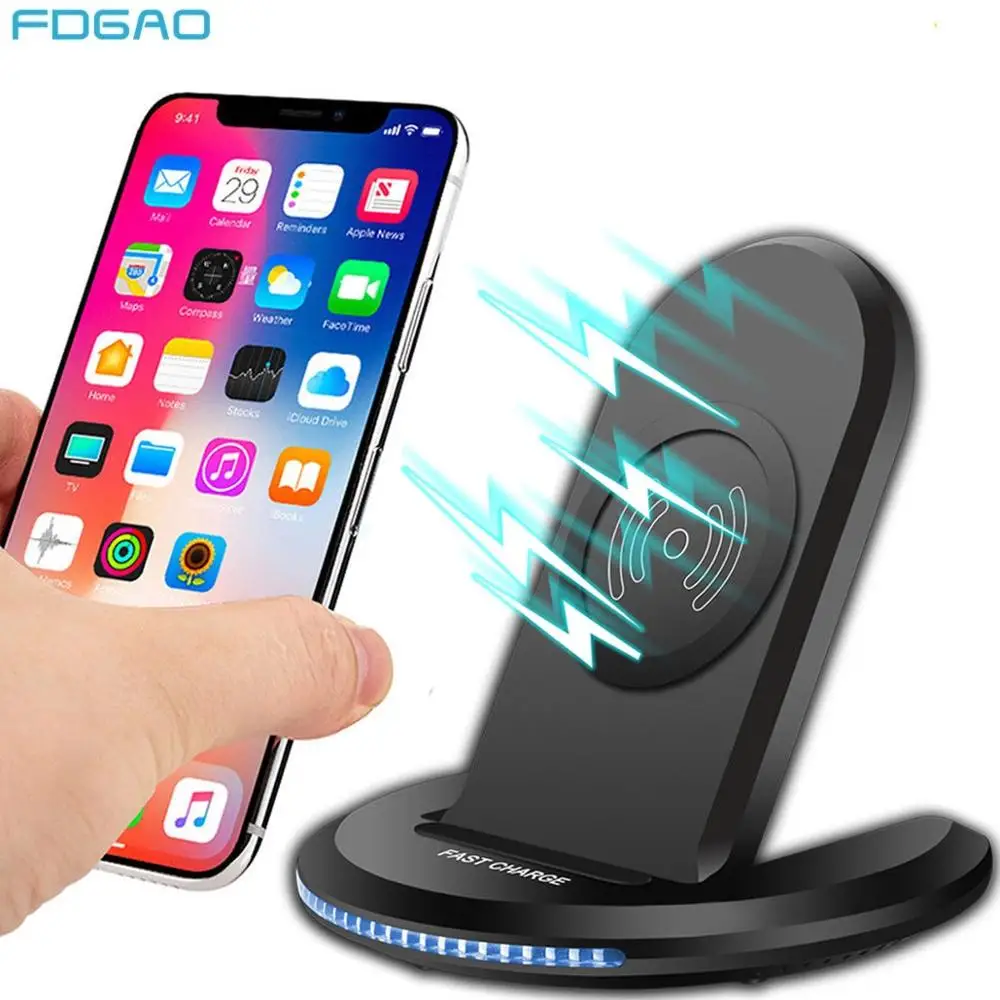 FDGAO Qi Беспроводное зарядное устройство для iPhone X XS Max XR 8 Plus 10 Вт быстрая Беспроводная зарядка держатель для samsung S9 S8 Note 8 9 Xiaomi Mi 9