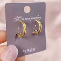 juwang 2022 new simple glossy hiphop clip earrings for women men stainless steel small round hoop earrings fashion jewelry