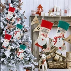 Конфетные сумки, носки с Санта-Клаусом, искусственное Рождественское украшение для дома, 2022, Новогодний подарочный мешок, носок для Рождества