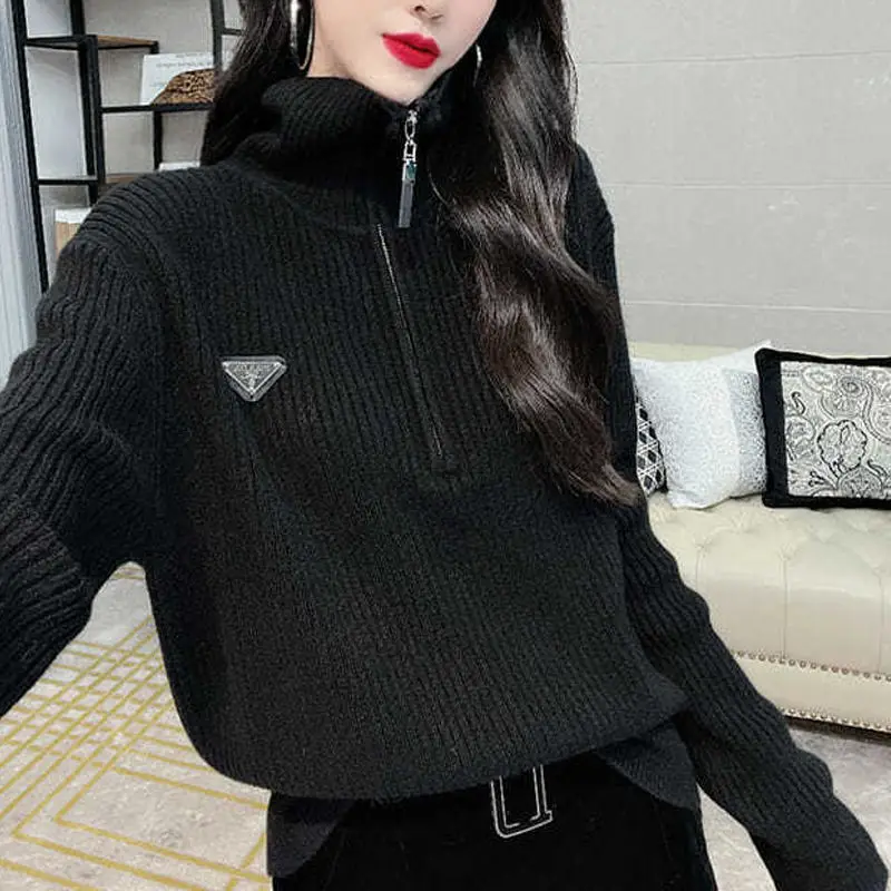 

Europe station 2021 spring new T-shirt sweater women's loose and thin bottom lapel and sweater