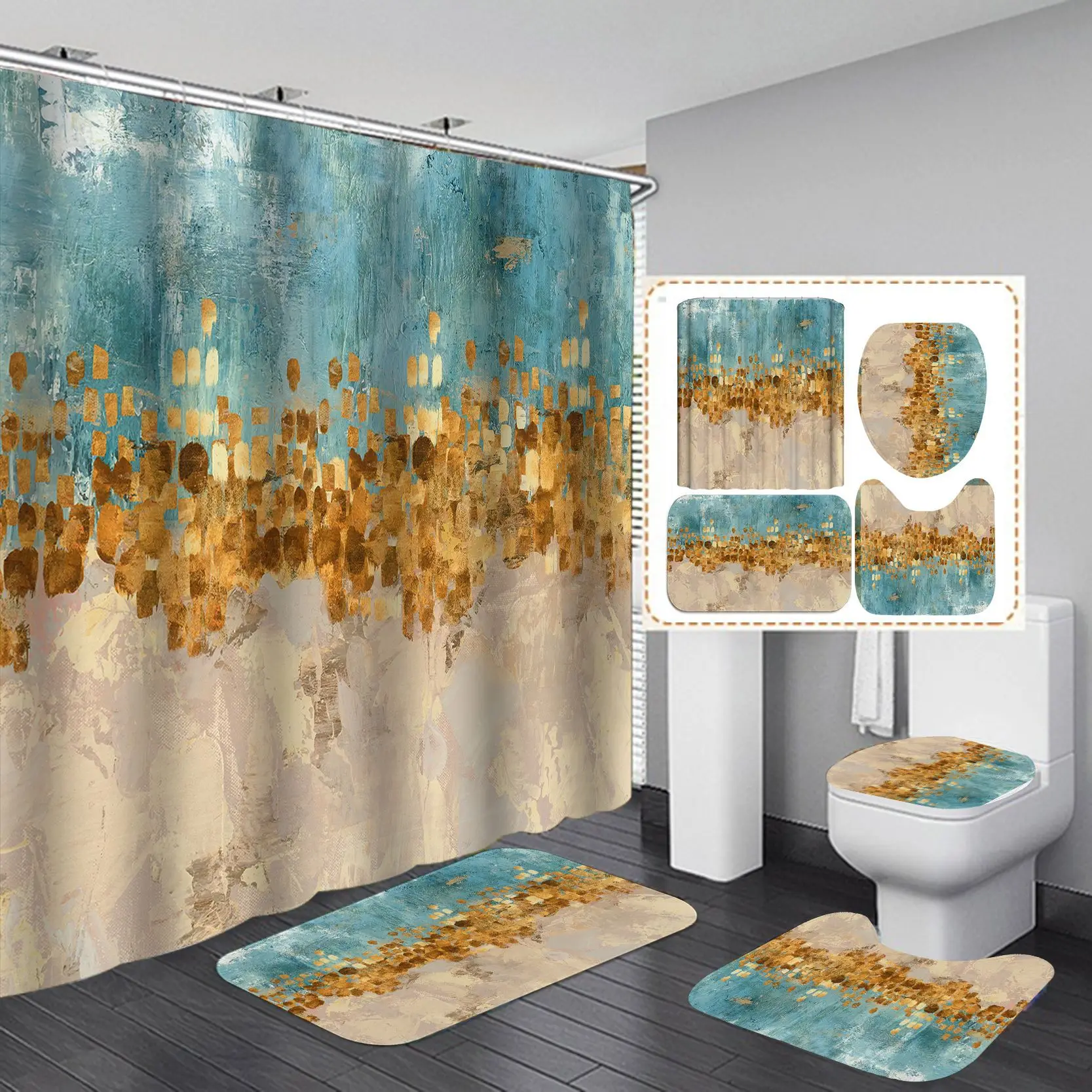 Пользовательский комплект для ванной комнаты водонепроницаемая занавеска душа