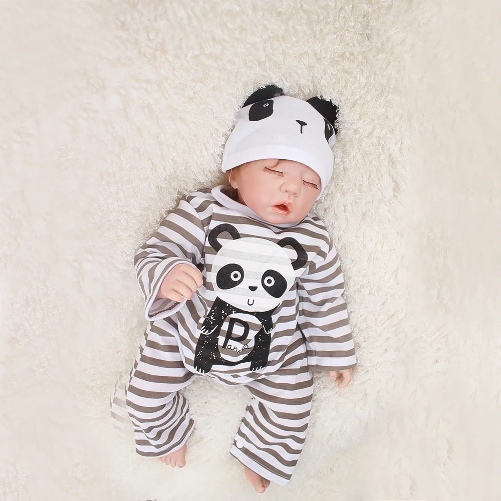 OtardDolls Bebe кукла-реборн 55 см, мягкая силиконовая кукла-Реборн, Реалистичная, для новорожденных, bebe, одежда с пандой для детей, подарки на день рождения