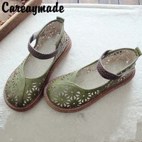 careaymade summer cotton and hemp comfortable womens literature and art retro thick soled big toe sandals4 colors