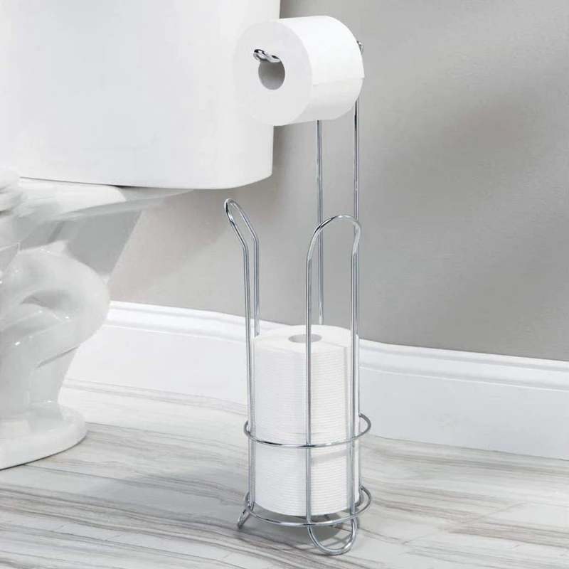

Toilet Roll Holder Free Standing, Compact Metal Toilet Roll Storage for 4 Paper Rolls, Practical Bathroom Accessory for Toilet o