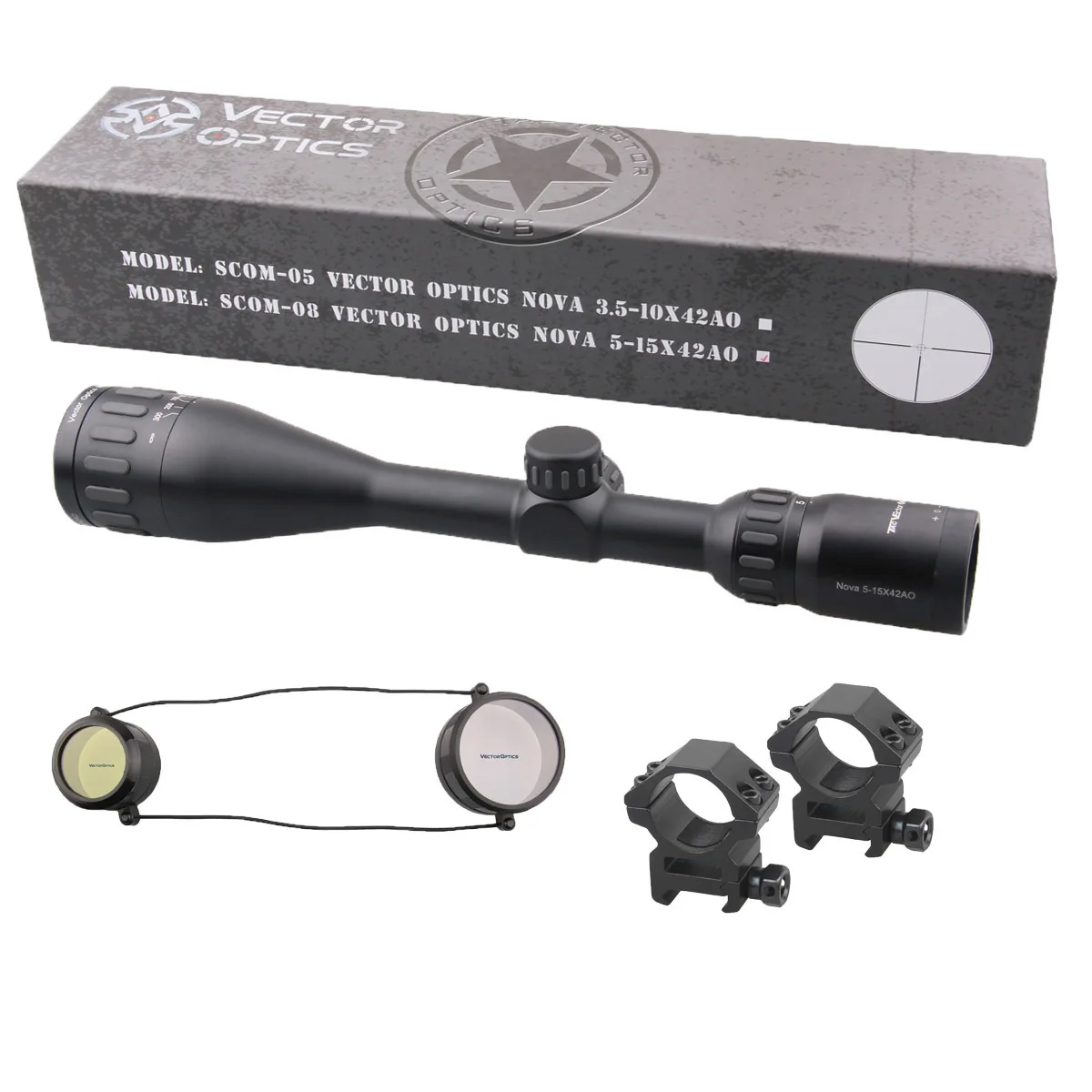 Векторная оптика Nova 5-15x42mm AO Регулируемый объективный прицел BDC Сетка ружье с телескопическим прицелом прицел матовый для охоты съемки