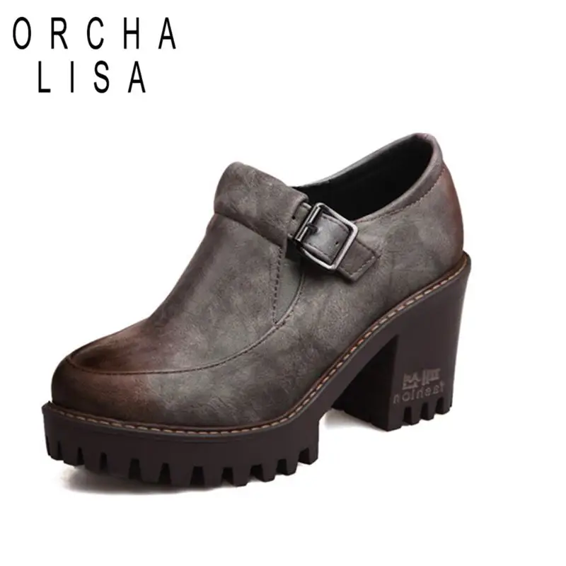 ORCHA LISA/Женская обувь в ретро-стиле Женская на высоком каблуке платформе с круглым