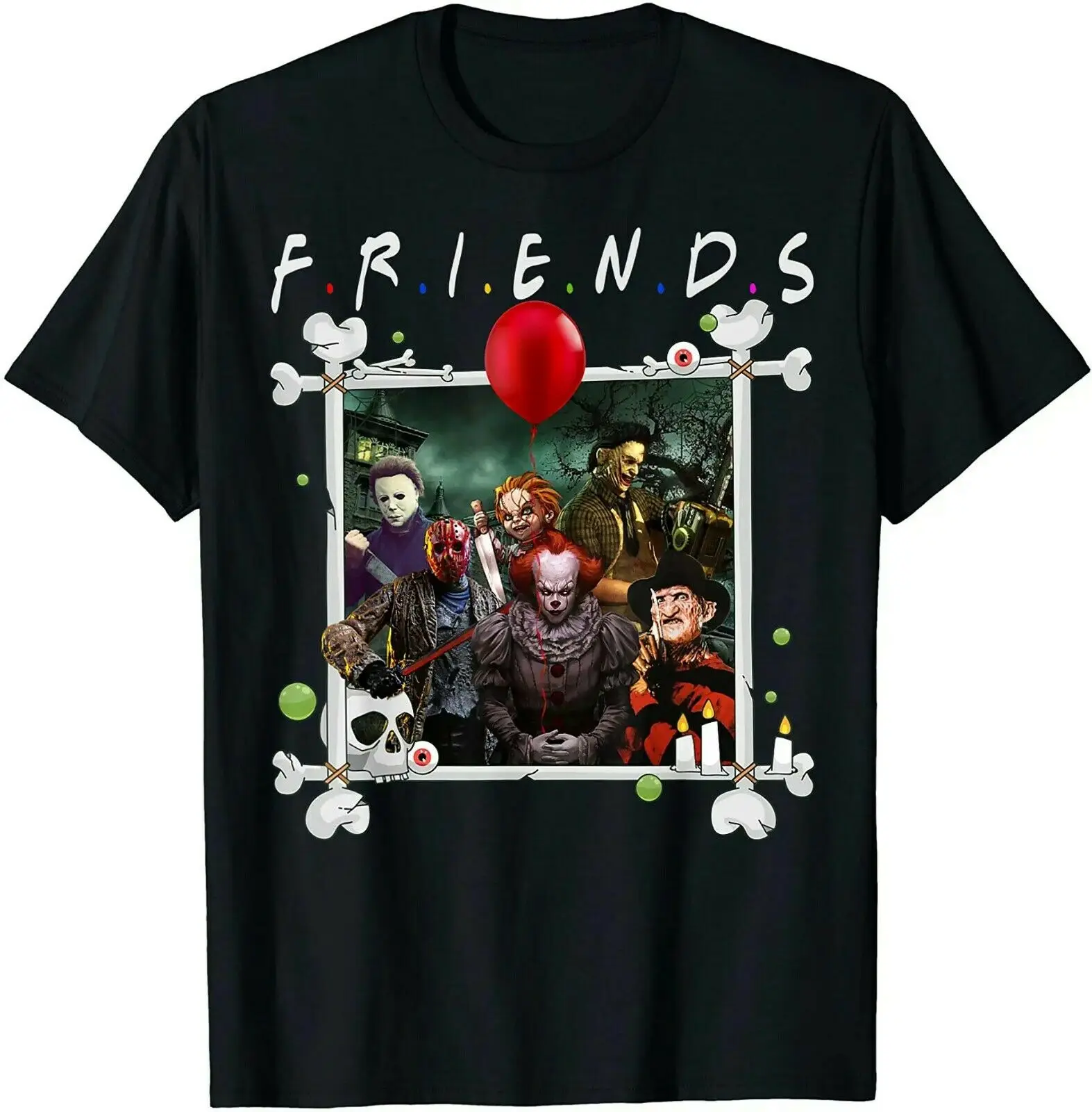 

Friends Halloween Horror Team Scary Movies Costume Character T-Shirt