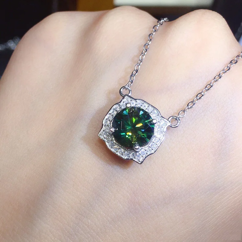 

Charm 2ct Lab Moissanite Pendant Real 925 Sterling Silver Promise Wedding Pendants Necklace For Women Bridal Choker Jewelry