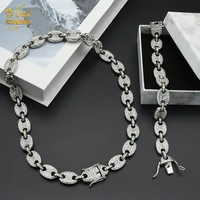 hip hop jewelry bling iced out cuban link miami chain necklace bracelet crystal cuban chain women large necklace for men