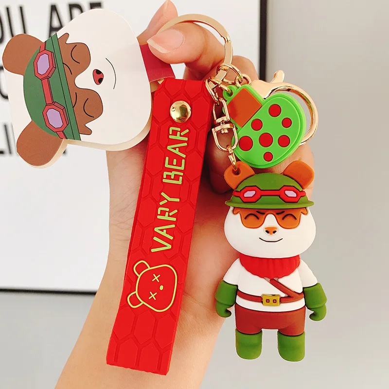 

Cartoon Funny Half Skull Body Bear Keychain Fashion Punk Animal Keyring Car Accessories Bag Pendant Key Chains Couple Charm Gift