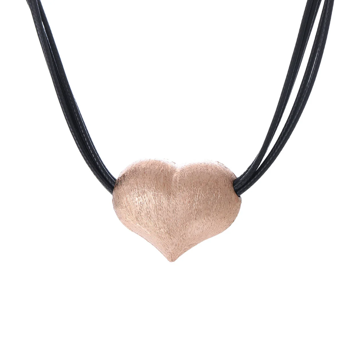 rose gold Ожерелье-чокер с медальоном с сердечком для женщин, короткая многослойная кожаная цепочка на свитер, винтажные ожерелья, вечерние ювелирные изделия, подарок - Окраска металла: rose gold