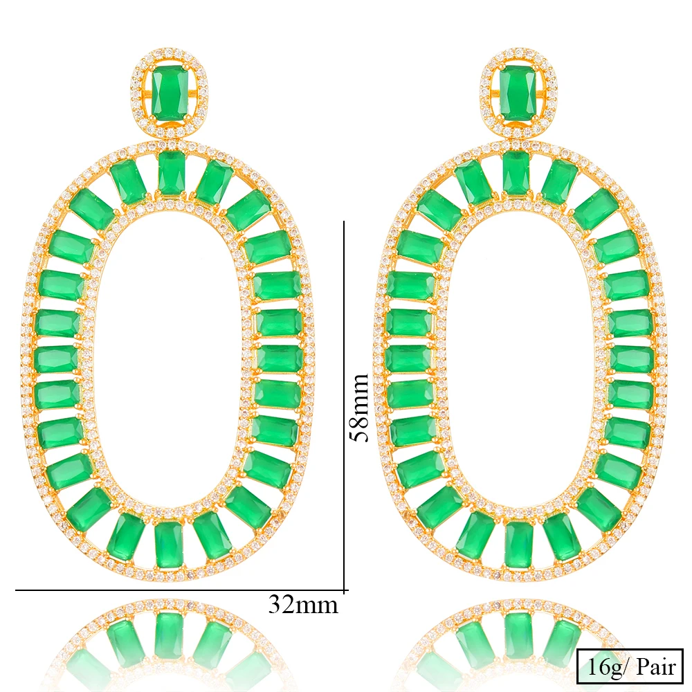

Siscathy Luxury Wedding Earring New Trendy Big Oval Dangle Drop Earrings Trendy Cubic Zirconia Fashion Jewelry for Women