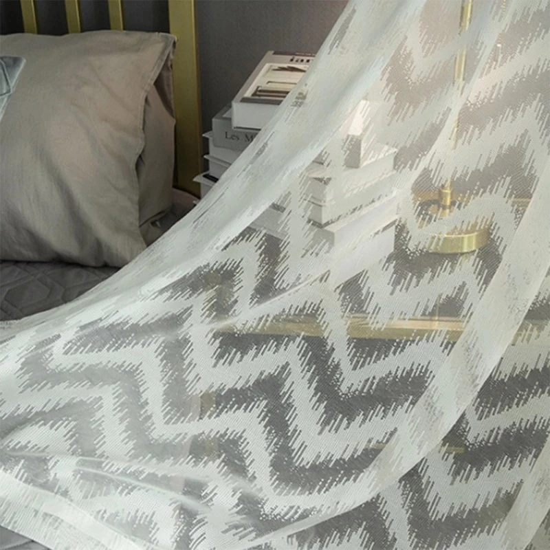 

Wave Pattern Sheer Curtain For Kids Living Room Bedroom White Tulle Window Curtains Door Decoration