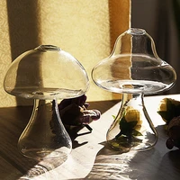 1pc mushroom shaped glass vase hydroponics plant vase creative glass crafts decor for home living room glass vase plant flower