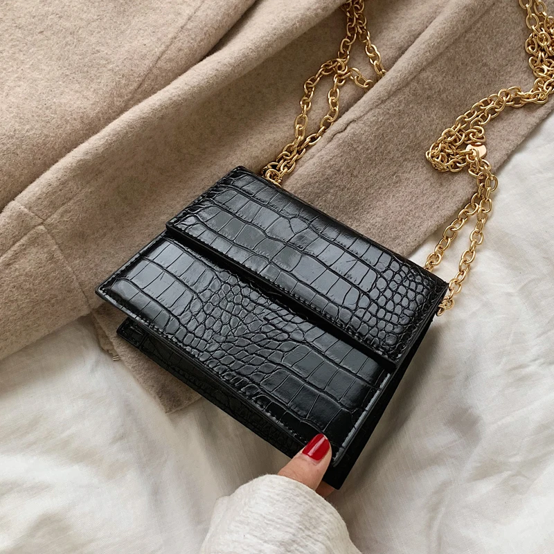 Ретро Мода крокодиловый узор мини квадратная сумка 2019 новая качественная