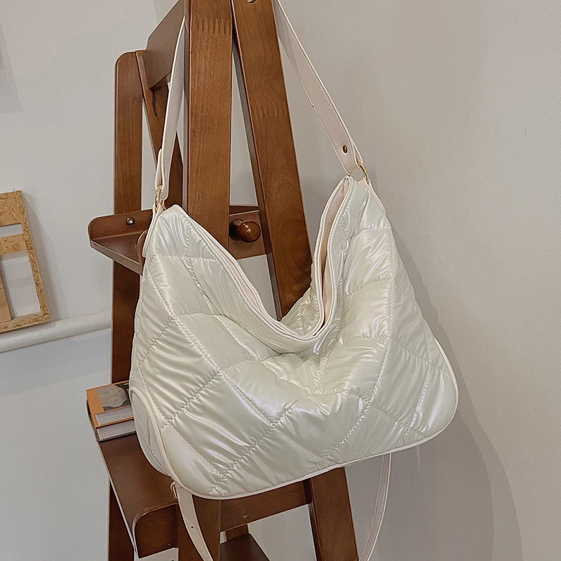 new large capacity handbag winter feather down shoulder bag for women white space pad cotton tote bags ladies crossbody bags sac free global shipping