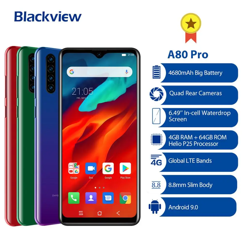 Blackview A80 Pro смартфон с 5 дюймовым дисплеем восьмиядерным процессором ОЗУ 4 Гб ПЗУ 64