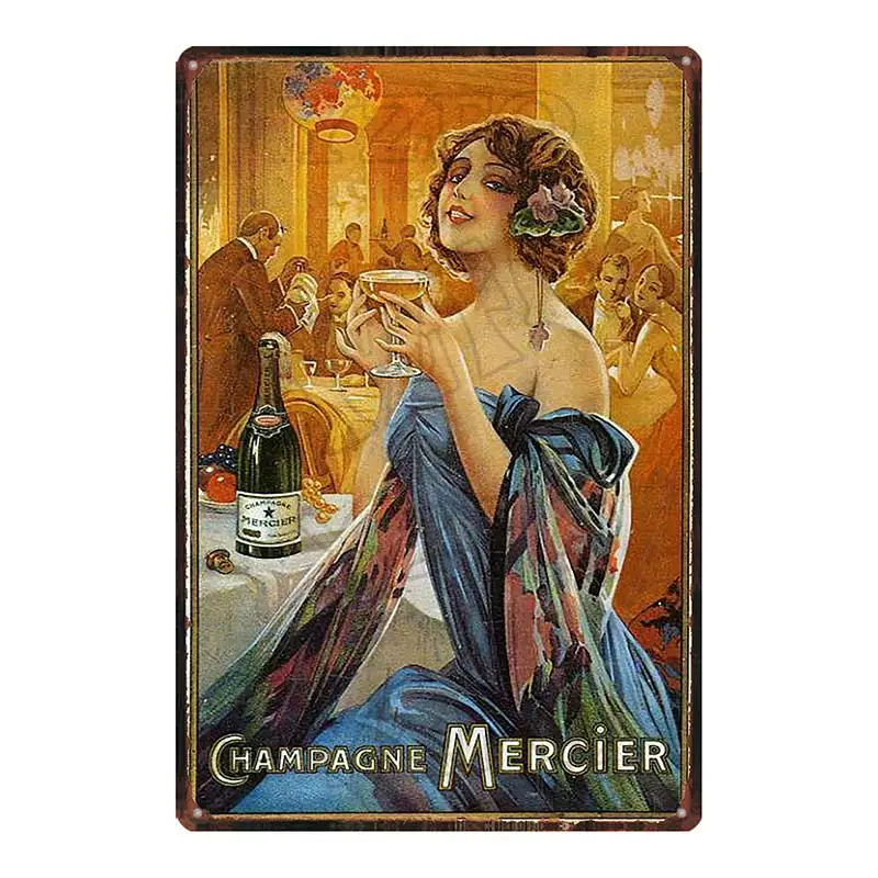 

Champagne Wine Metal Tin Sign France City Poster Vintage Travel Metal Plate For Wall Pub Cafe Home Craft Decor DU-6307A