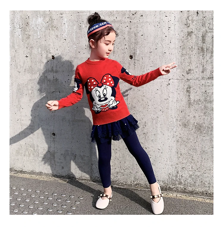 Children sweater 2019 new autumn winter baby girls cartoon mickey warm knitted pullover clothes 2-7 yrs | Мать и ребенок