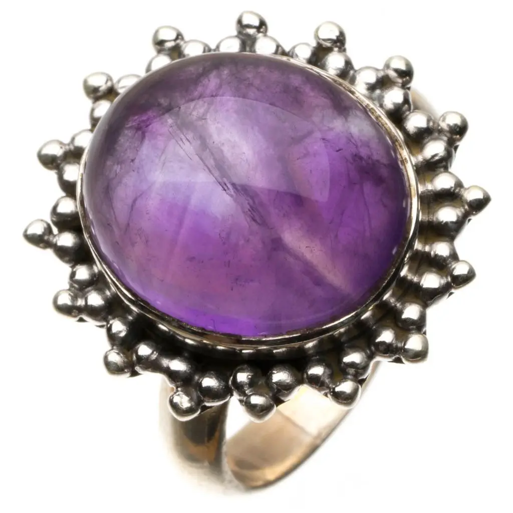 Серебряное кольцо с натуральным аметистом американский размер 6 75 R3107|Кольца| |